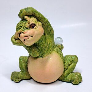 Dragon Keep YIKES Figurine Swarovski Crystal Ball Marty Sculptures 1988 Vtg 5112